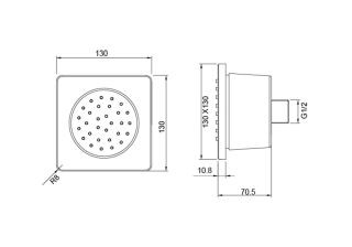 Боковая форсунка 130*130 Aquatek AQ2099CR хром